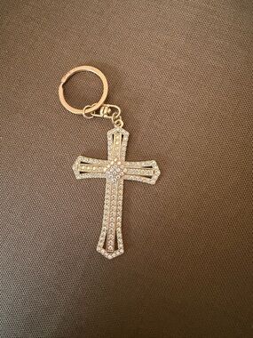Gold Rhinestone Cross Keychain/Bagcharm- Women Accessories